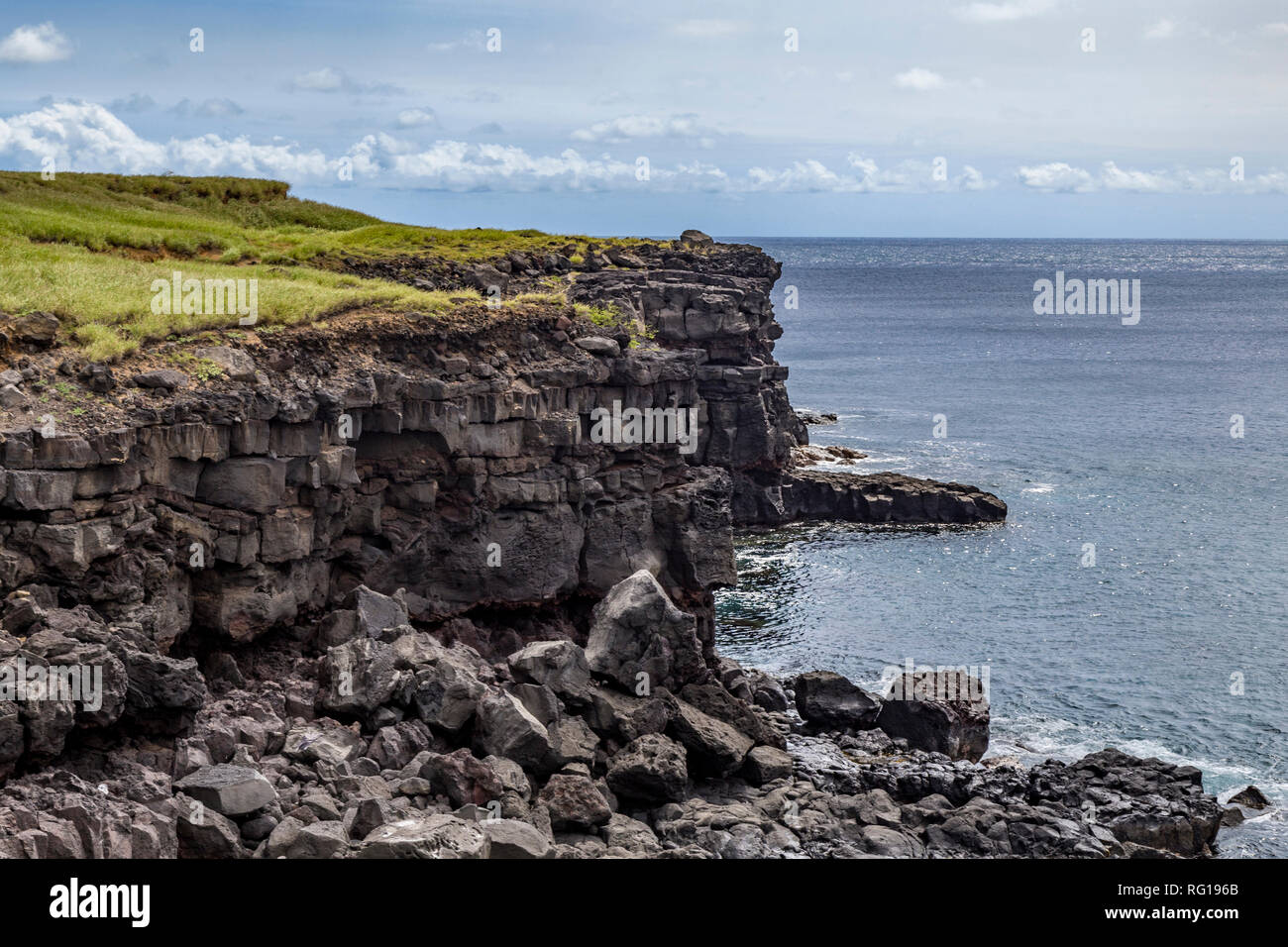 Cliffs of the south point on the Big Island of Hawaii. Stock Photo