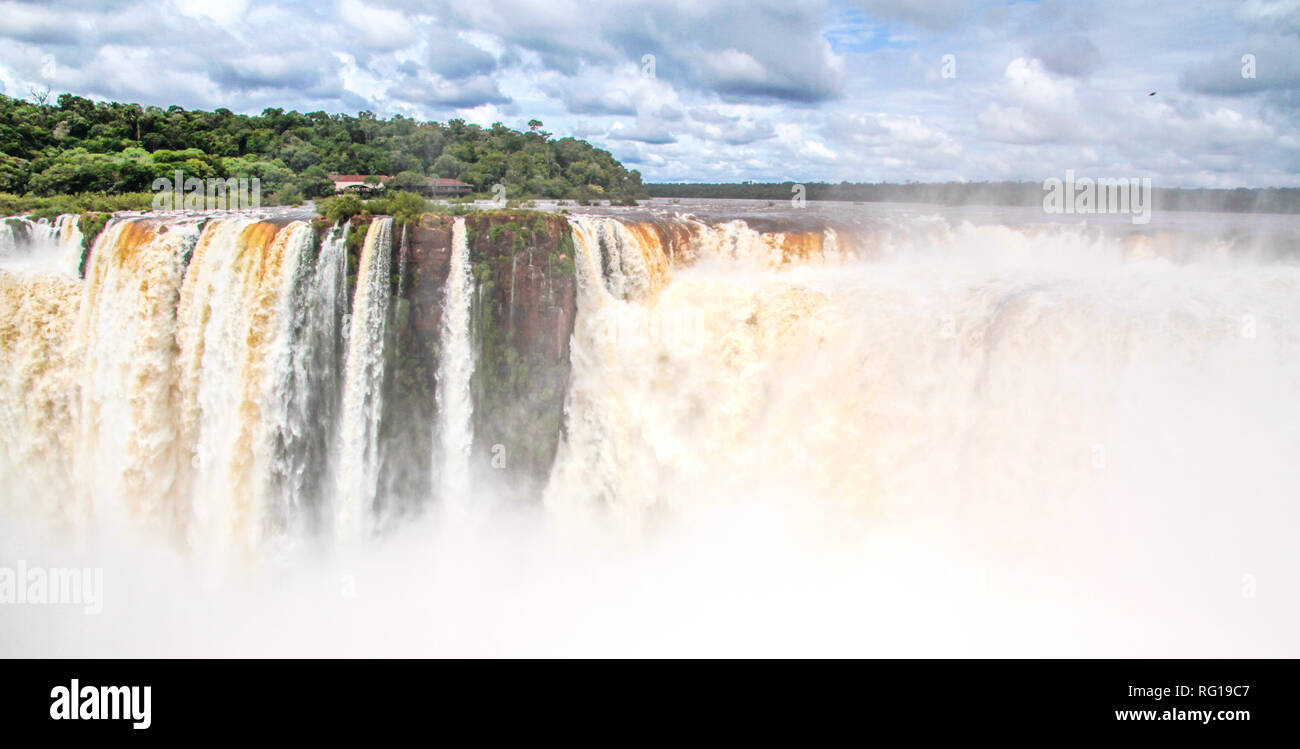 Dramatic view of the Iguazu Waterfalls at the border between Brazil, Argentina and Paraguay Stock Photo