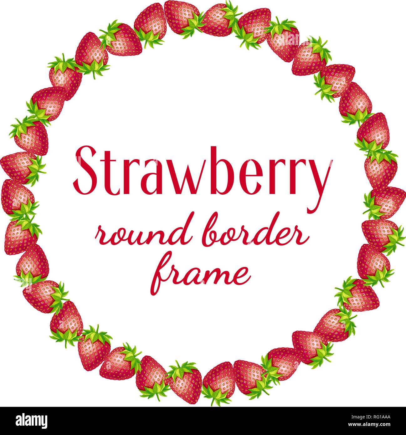 Strawberry round border frame. Stock Vector
