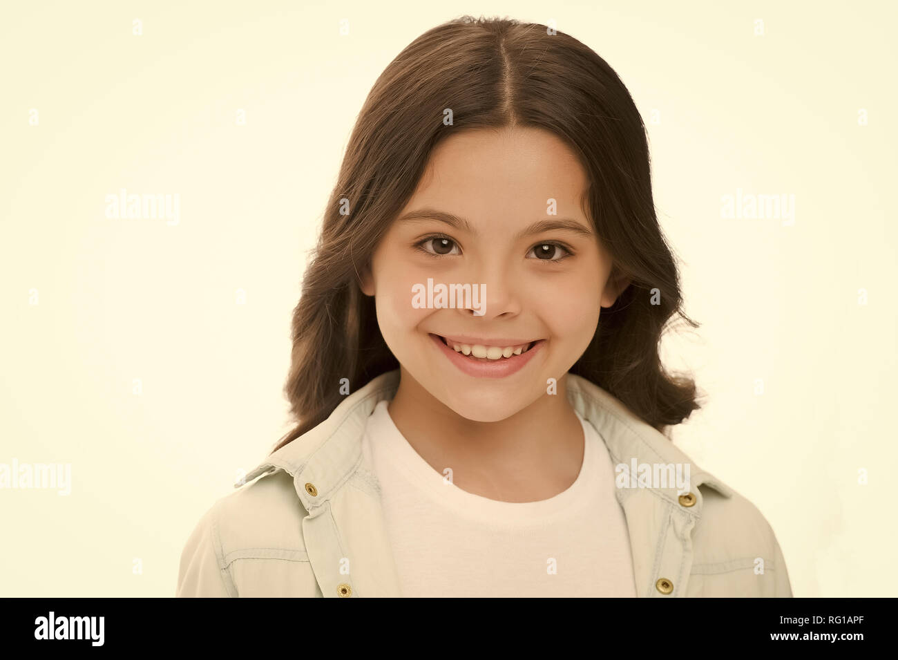 Child Charming Smile Isolated White Background Close Up