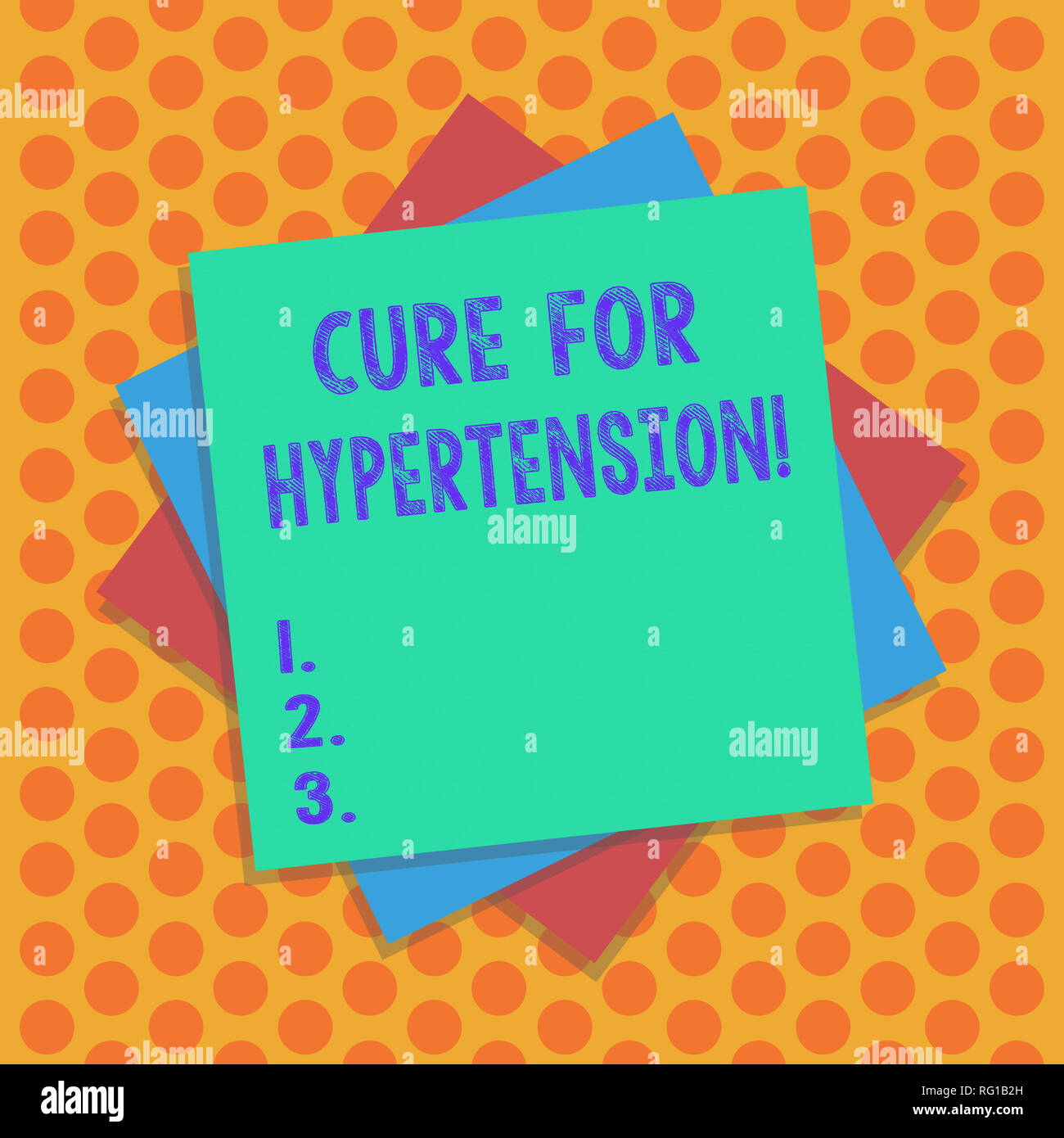Writing note showing Cure For Hypertension. Business photo showcasing