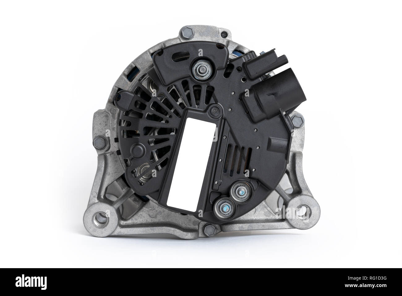 Car power generation. New car generator on a white background in high