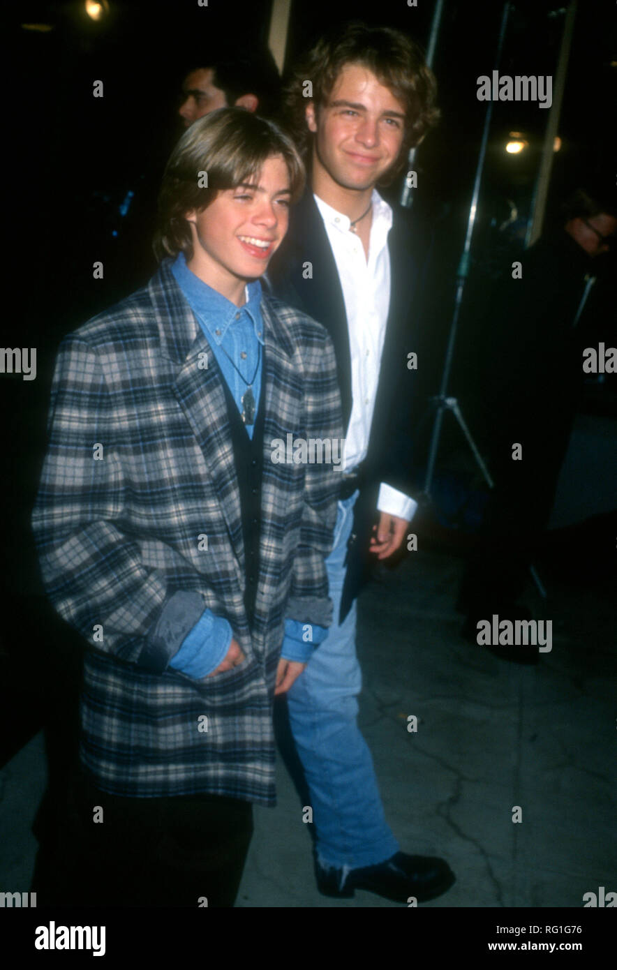 BEVERLY HILLS, CA - NOVEMBER 22: Actors/brothers Matthew Lawrence and Joey Lawrence attend 20th Century Fox's' 'Mrs. Doubtfire' Premiere on November 22, 1993 at The Academy of Motion Picture Arts & Sciences in Beverly Hills, California. Photo by Barry King/Alamy Stock Photo Stock Photo