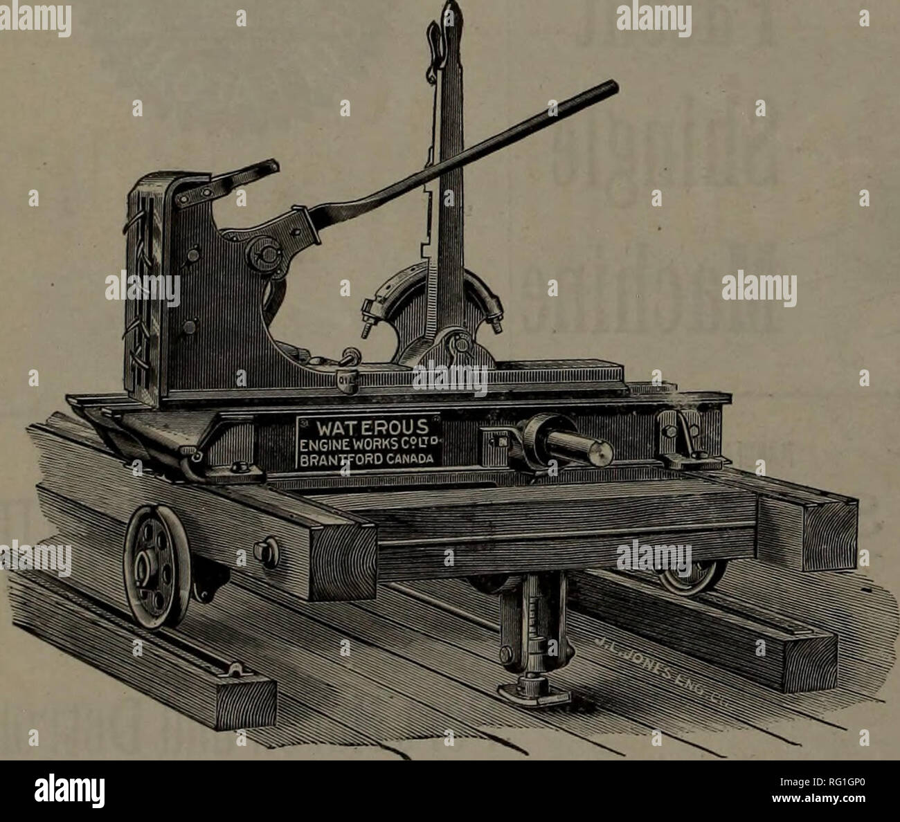 Canadian forest industries 1894-1896. Lumbering; Forests and forestry;  Forest products; Wood-pulp industry; Wood-using industries. ^^^^^^^ Rear  View No. 5 Carriage—Opens 50 in. from Saw; 8 in. Steel Girdeis; 14 in. StcA