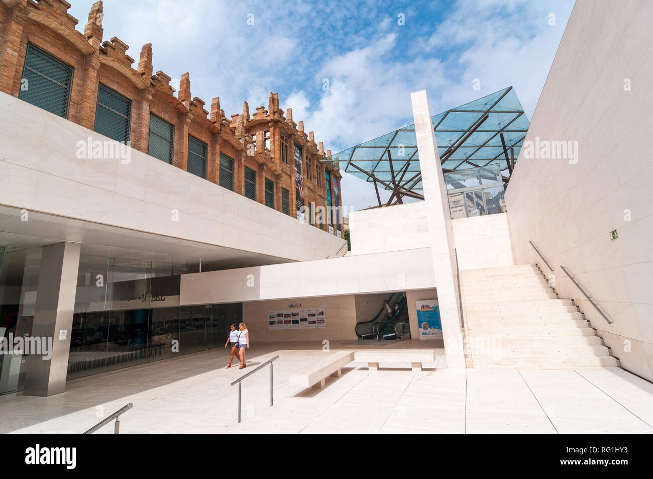 view of CaixaForum barcelona, art gallery, building was originally textile factory Stock Photo