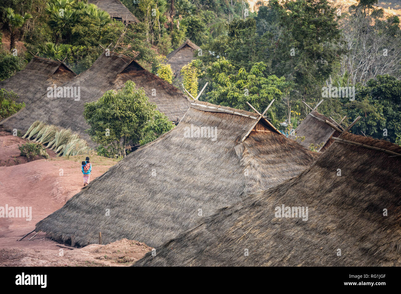 Hill tribe village In thailand Stock Photo