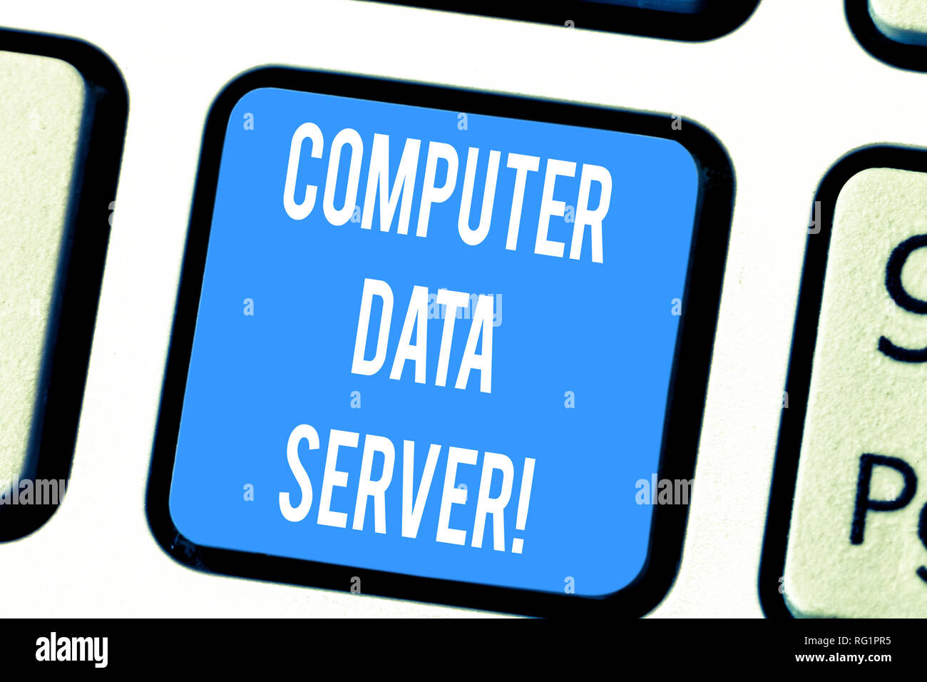 Word writing text Computer Data Server. Business concept for Computer platform that delivers database services Keyboard key Intention to create comput Stock Photo
