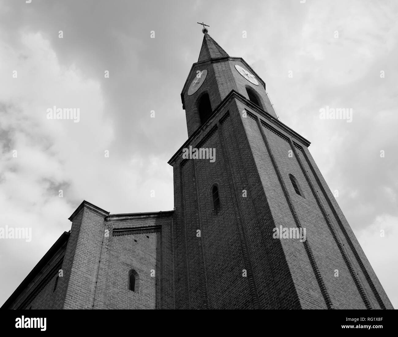 Petruskirche in Neu-Ulm, Bavaria under dramatic sky. Stock Photo