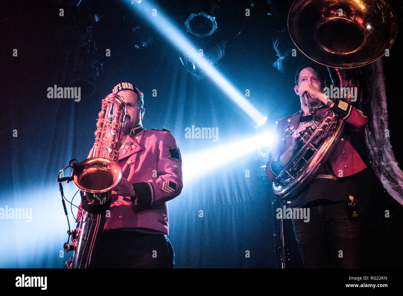 Denmark, Copenhagen - January 26, 2019. The German techno marching band Meute performs a live concert at Pumpehuset in Copenhagen. (Photo credit: Gonzales Photo - Flemming Bo Jensen). Credit: Gonzales Photo/Alamy Live News Stock Photo