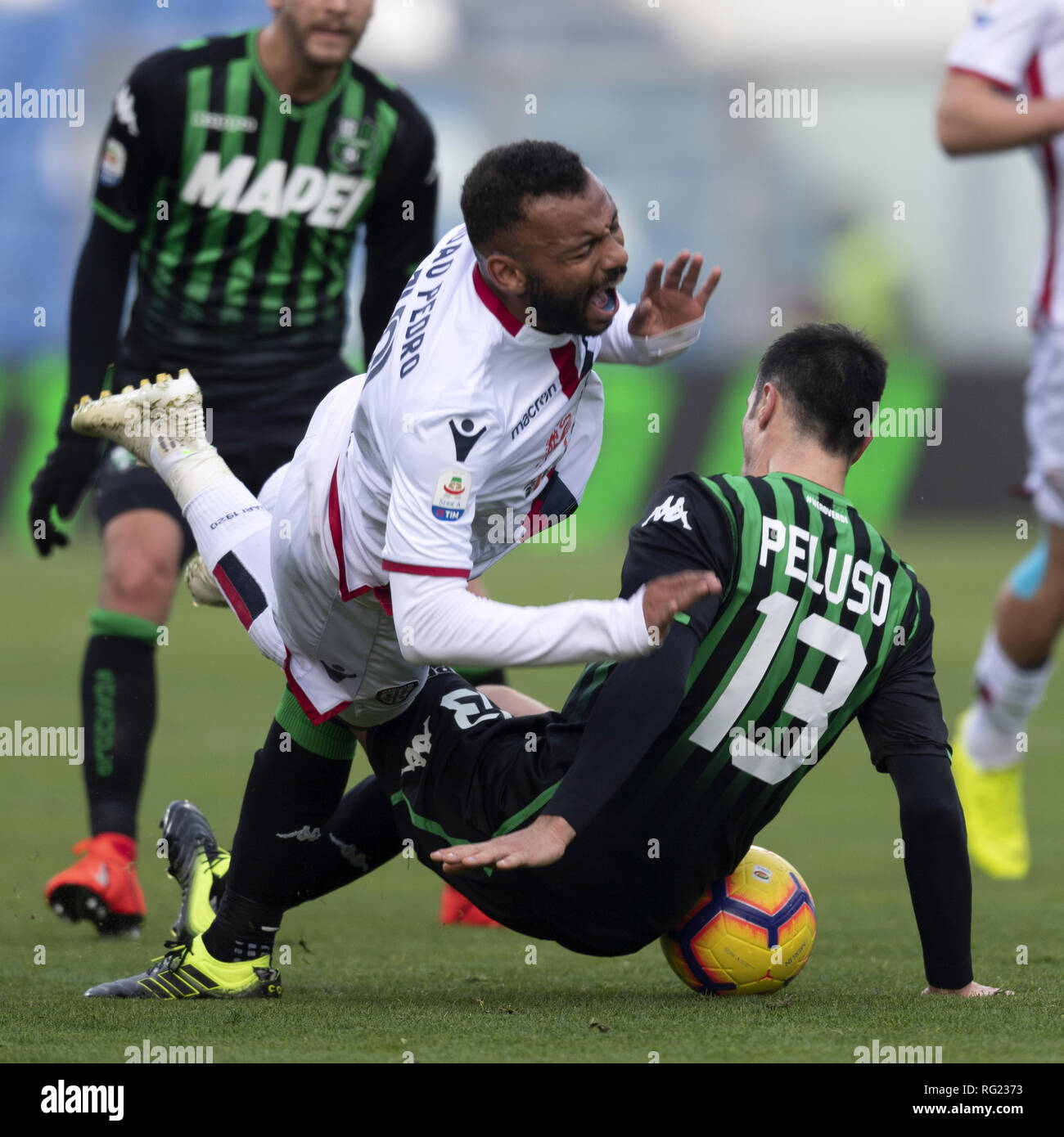 Joao Pedro Geraldino dos Santos Galvao (Cagliari) Federico Peluso (Sassuolo) during the Italian