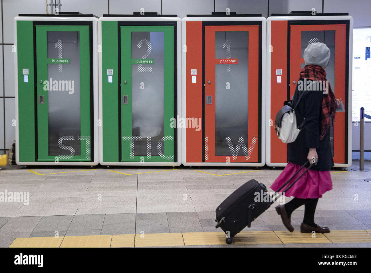 Tokyo Japan 27th Jan 2019 A Woman Walks Past Capsule - 