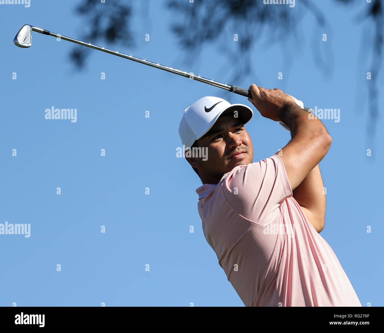 San Diego, CA. 25th Jan, 2019. Jason Day teeing off during second round of the Farmers Open at Torrey Pines golf course in San Diego, Ca on January 25, 2019. Jevone Moore Credit: csm/Alamy Live News Stock Photo