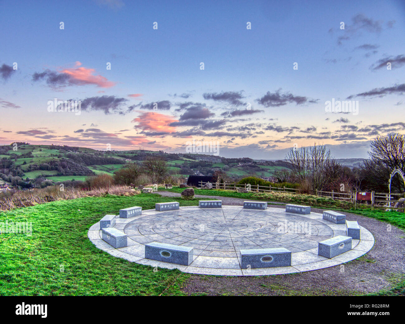Wirksworth, Derbyshire, UK. 27th Jan, 2019. UK Weather: Skys clear as the sun sets over the StarDisc at Wirksworth before temperatures are due to drop. Wirksworth, Derbyshire Dales. Credit: Doug Blane/Alamy Live News Stock Photo