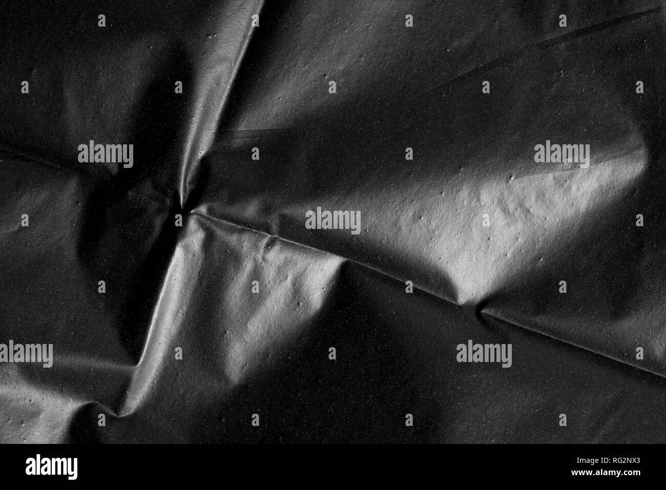 Abstract background crumpled plastic film texture black garbage bag