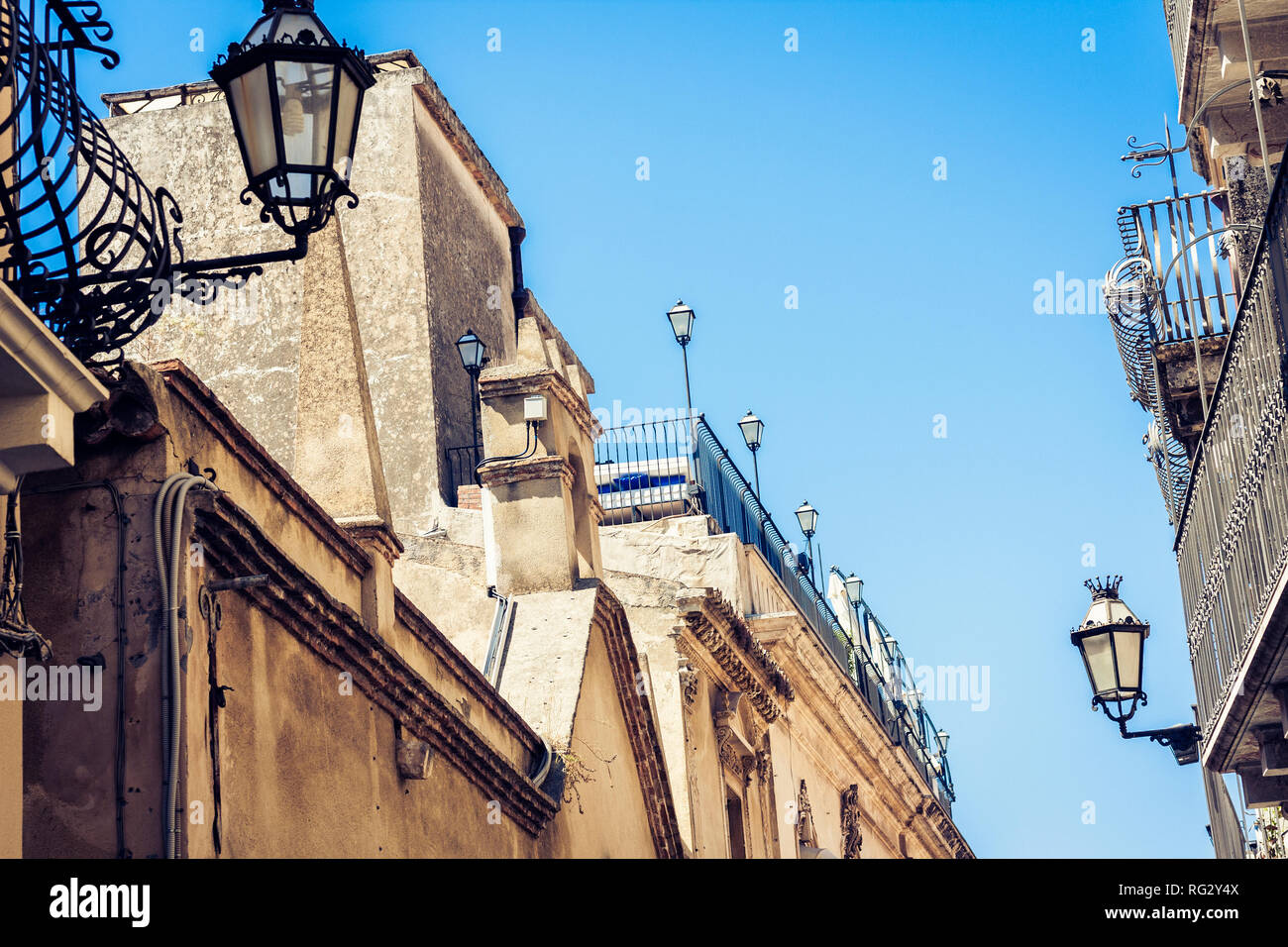 Travel to Italy historical street of Taormina, Catania, Sicily