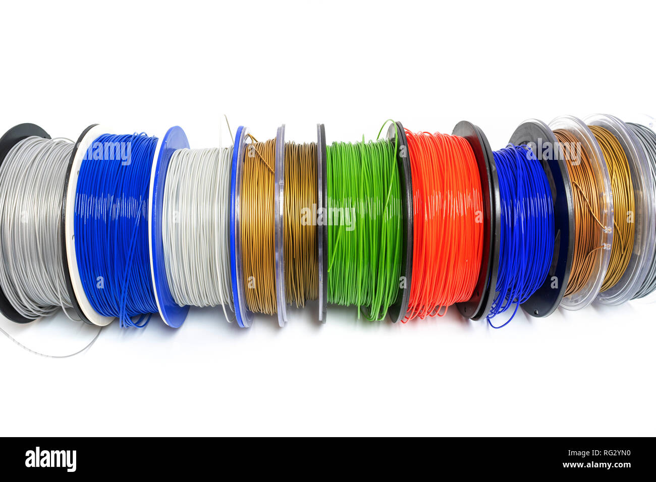 color plastic PLA PETG and ABS filament for printing on a 3D printer Stock Photo