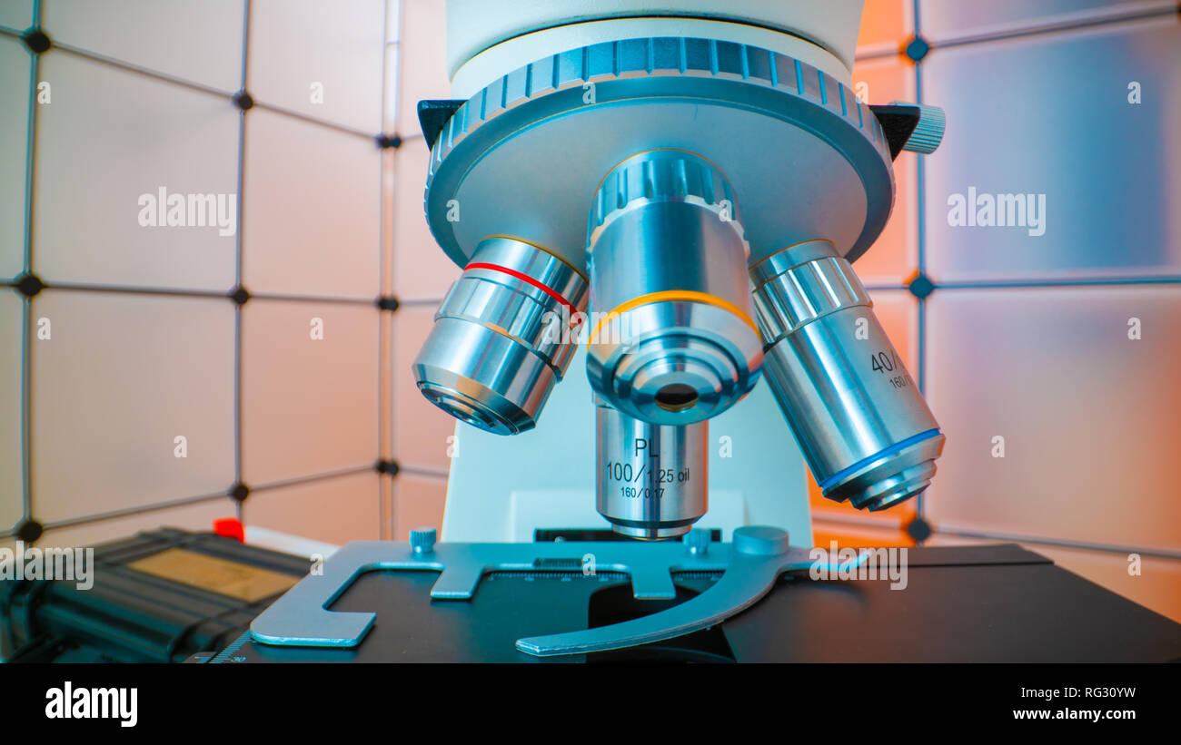 microscope lens Stock Photo