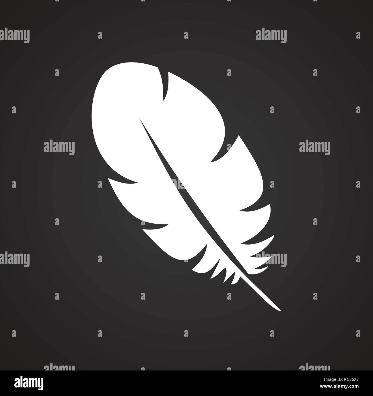 Feather icons set on black background for graphic and web design, Modern simple vector sign. Internet concept. Trendy symbol for website design web button or mobile app. Stock Vector