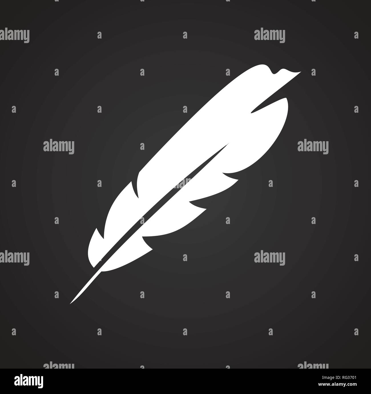 Feather icons set on black background for graphic and web design, Modern simple vector sign. Internet concept. Trendy symbol for website design web button or mobile app. Stock Vector