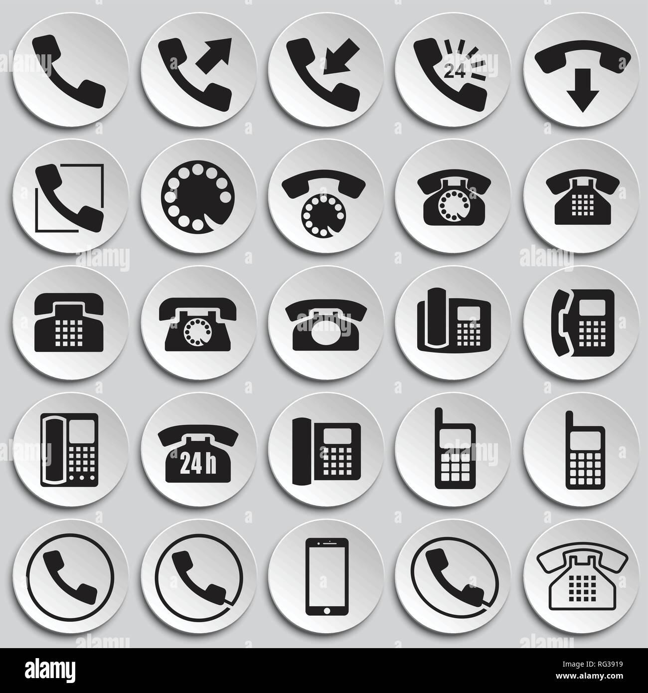Phone icons set on plates background for graphic and web design, Modern ...