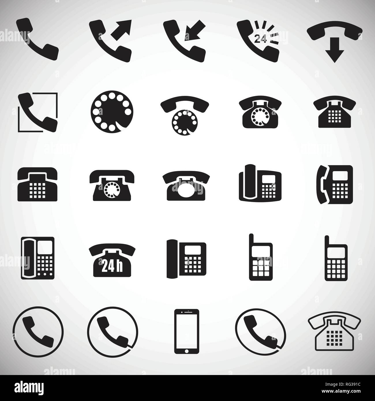 Phone icons set on white background for graphic and web design, Modern ...