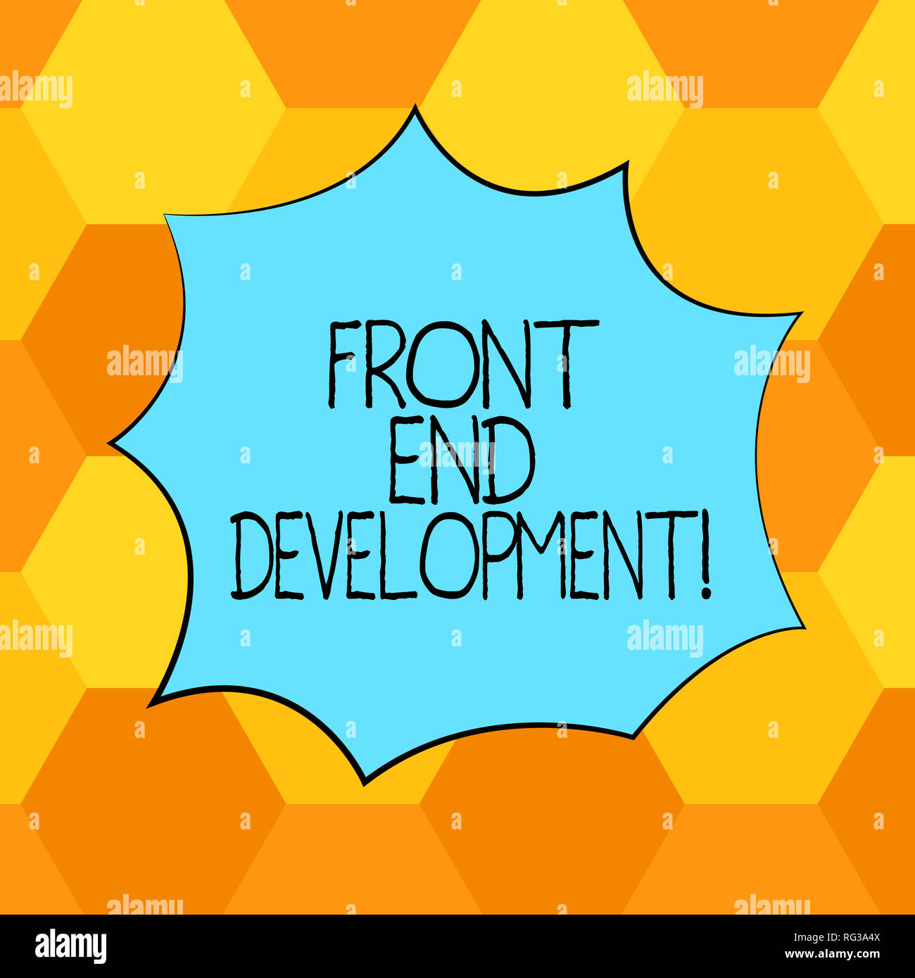 Handwriting text Front End Development. Concept meaning Altering data to graphical interface for user to view Blank Color Explosion Blast Scream Speec Stock Photo