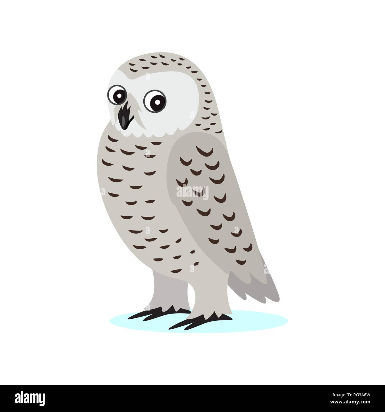 Icon of cute white polar owl with big eyes, forest animal Stock Vector