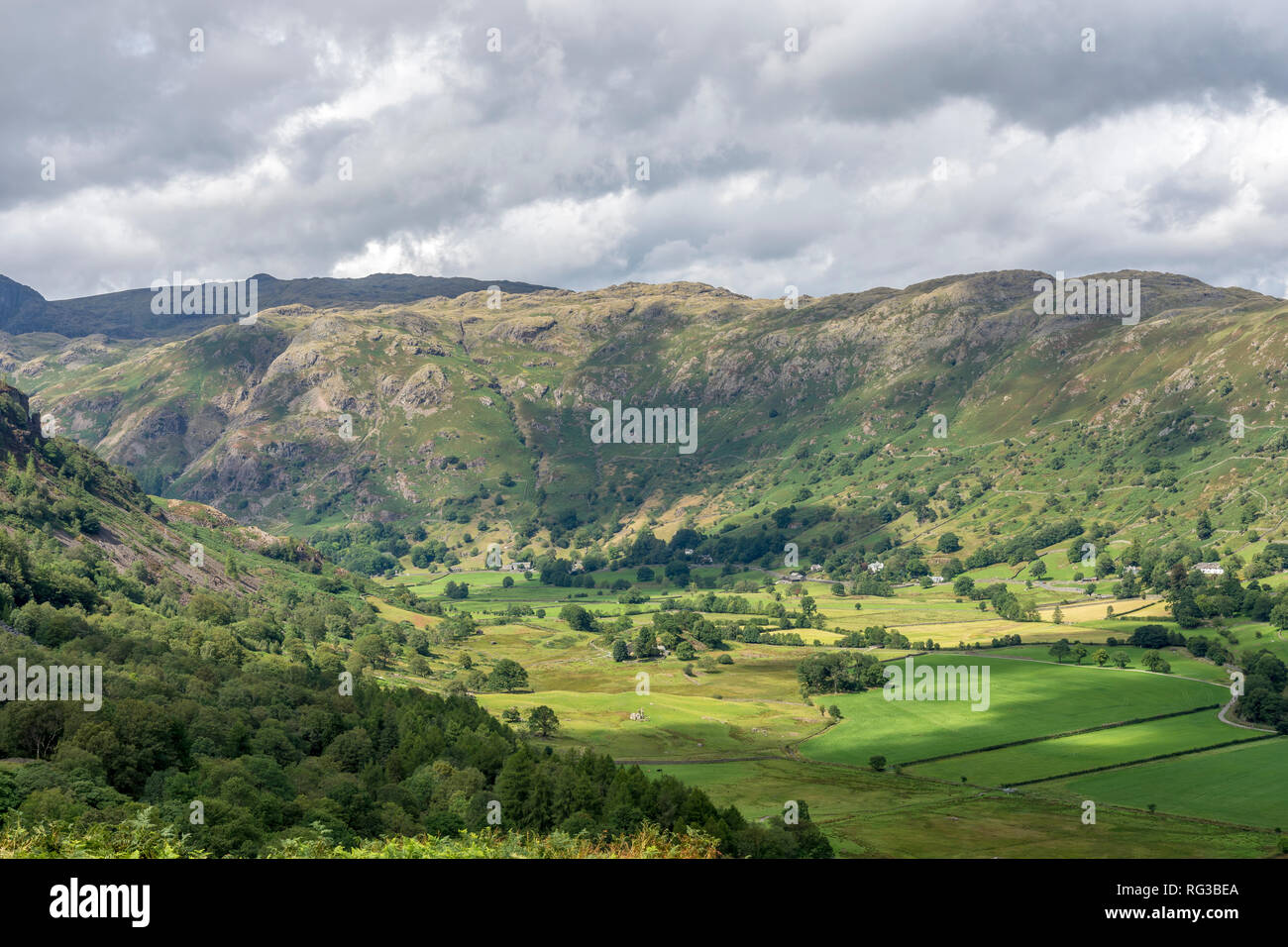 Lake District North West England UK looking down onto Langdale Valley Stock Photo