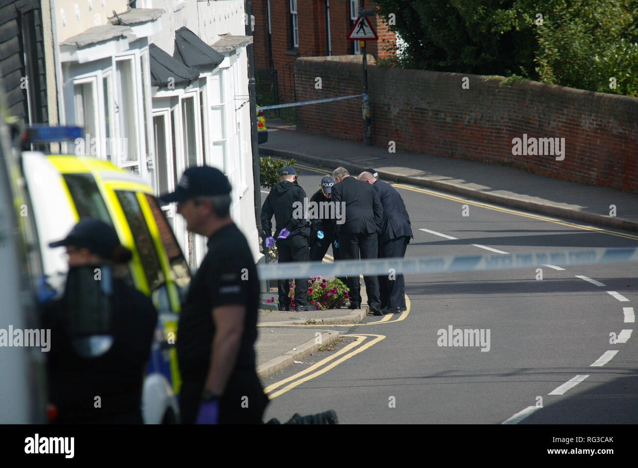 Man Shot by Armed Police in Great Dunmow Stock Photo