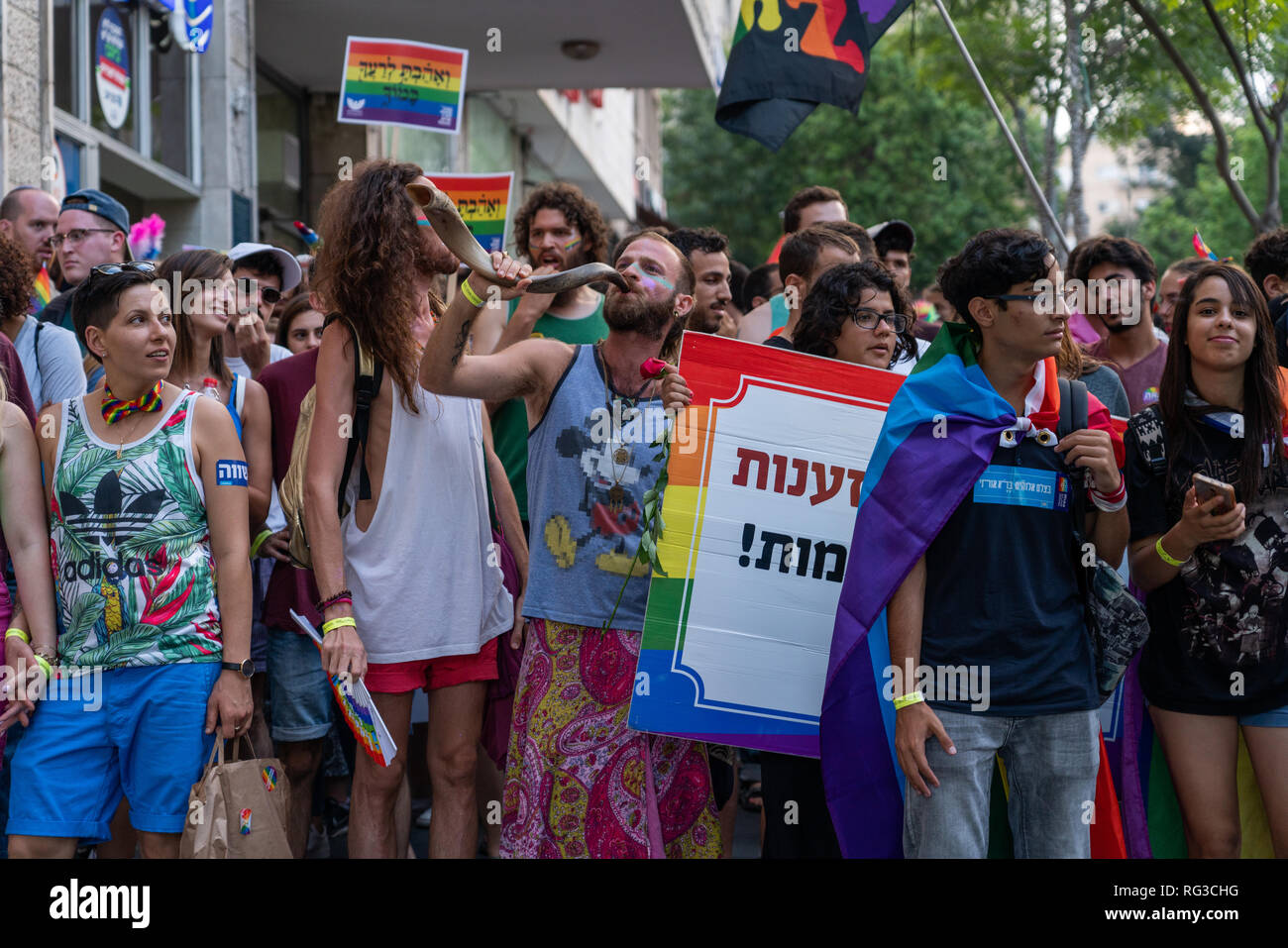 Jerusalem Gay Pride Parade 2018 Stock Photo