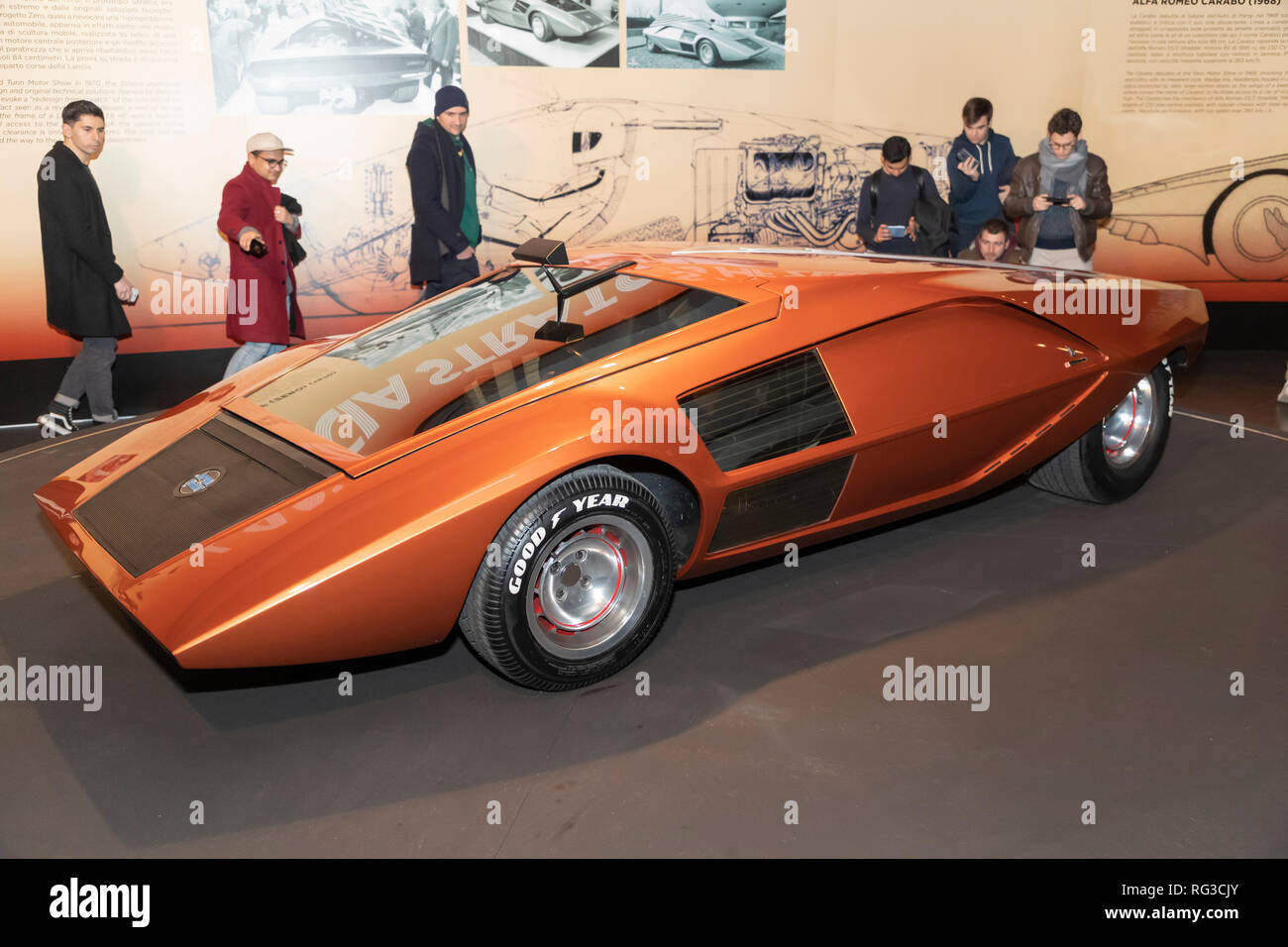 Turin. Exhibition at the National Car Museum, MAUTO, devoted to the car