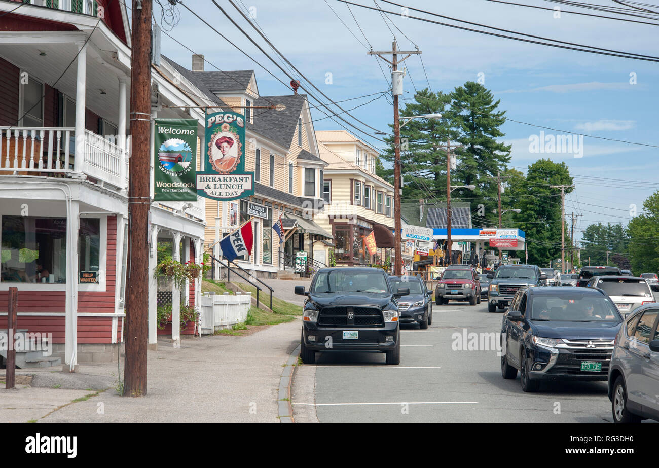 The main street in Woodstock New Hampshire USA Stock Photo Alamy