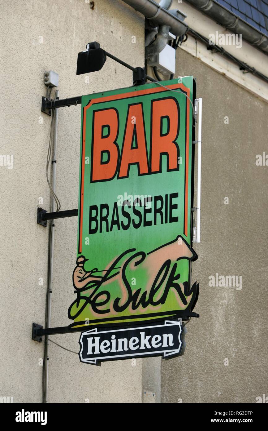 FRA, France, Normandy: Sign of a restaurant Stock Photo - Alamy