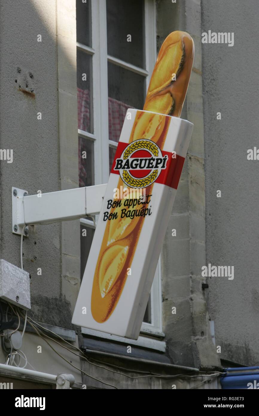 FRA, France, Normandy Sign of a bakery shop, baguetterie Stock Photo