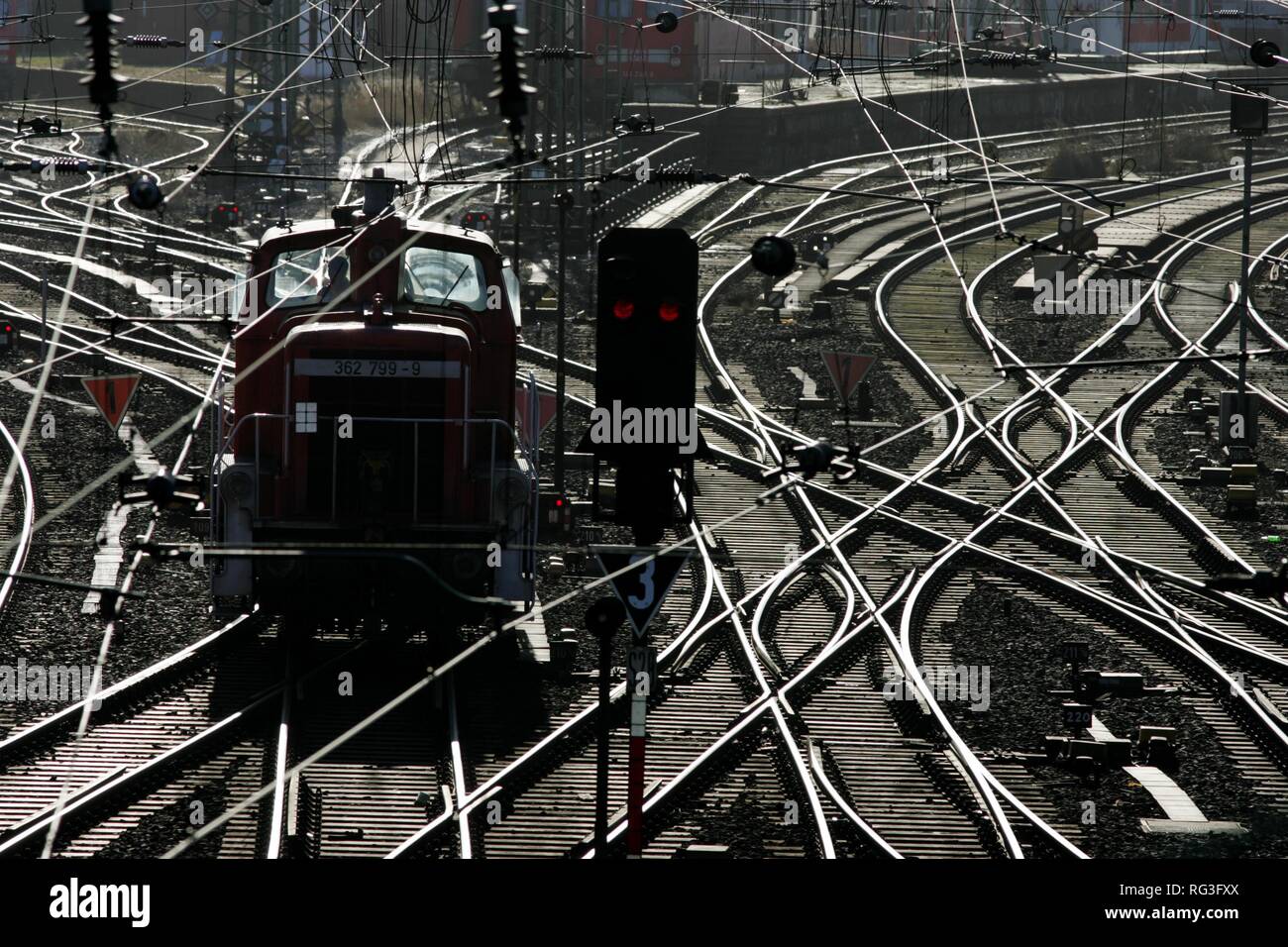 DEU, Federal Republic of Germany, Hamburg: German Railway, tracks at Hamburg main railway station. Stock Photo