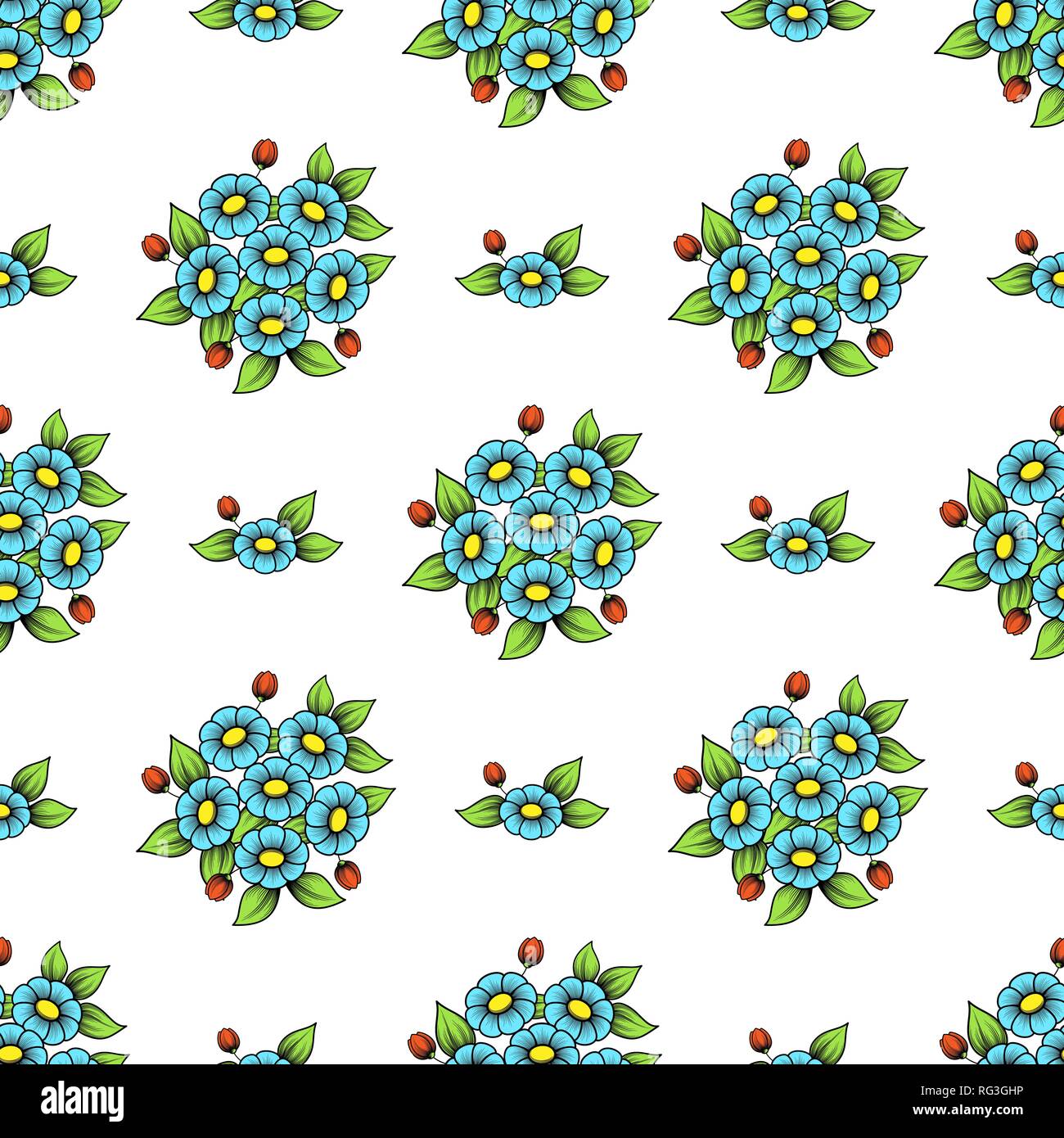 White seamless background with color daisy flowers Stock Vector Image ...