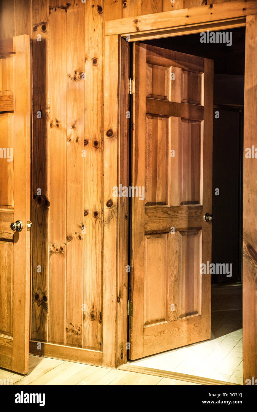 Interior Of Room With Doors And Wood Paneling Inside A