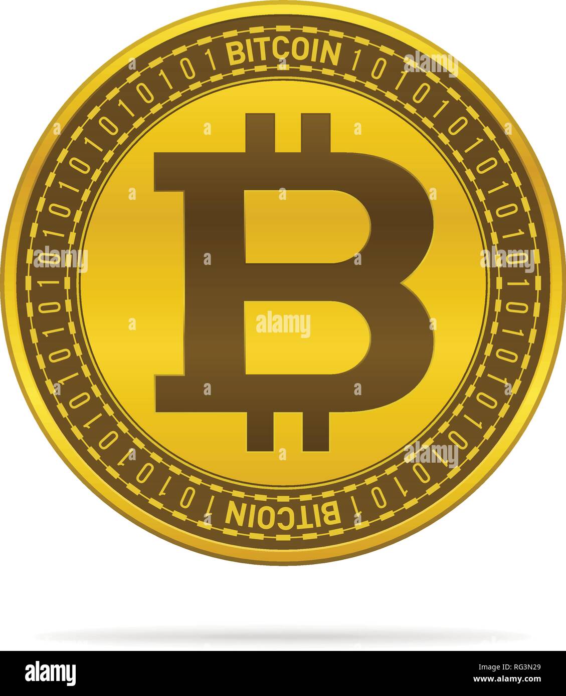 Gold colored bitcoin on white background. Currency icon design Stock ...