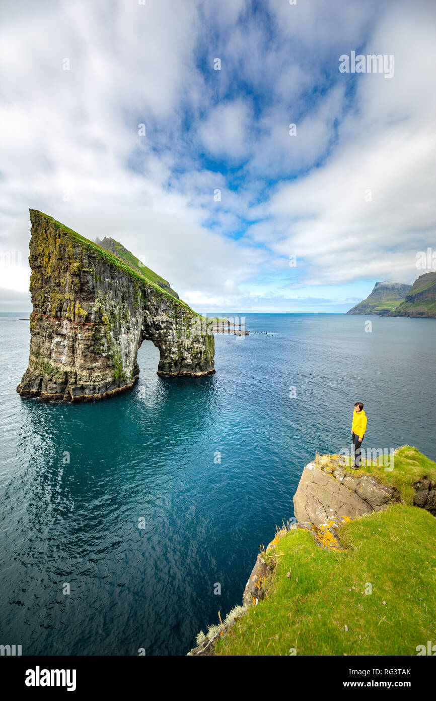 Drangarnir sea stacks, Faroe Islands, landscape. Wild europe Stock Photo