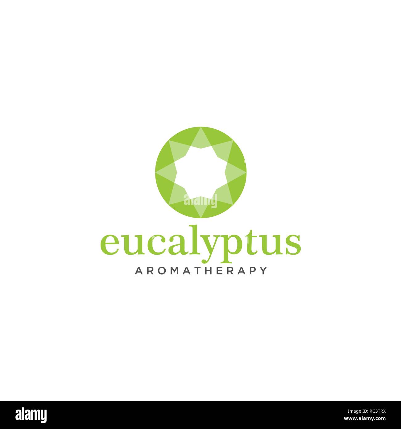 Simple Modern Flat Green Eucalyptus Round Logo Design Template Stock Vector