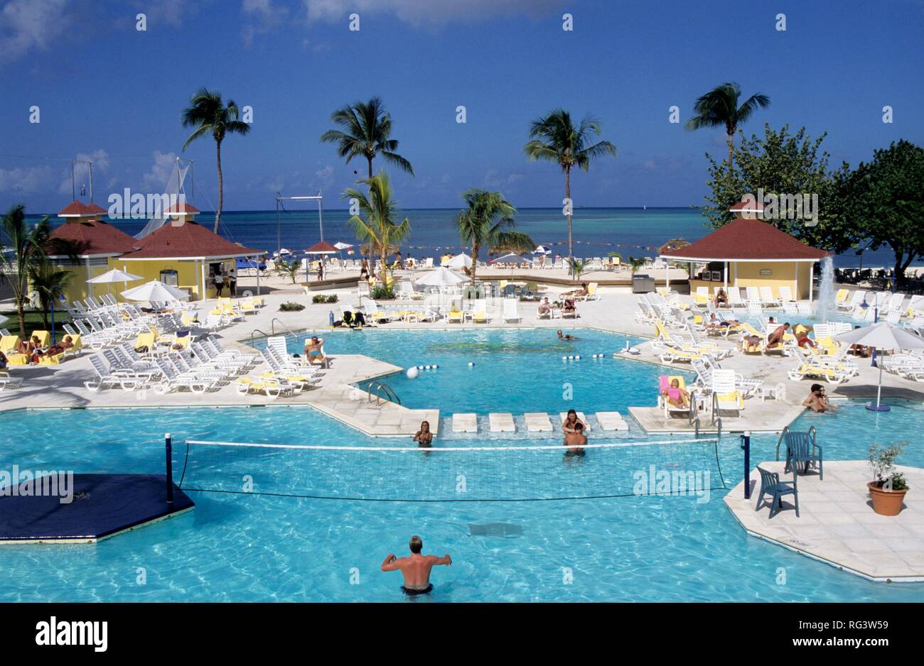 BHS, Bahamas, New Providence, Nassau:Breezes Hotel, Pool. Independent state in the West Indies, member of Comonwealth of Stock Photo