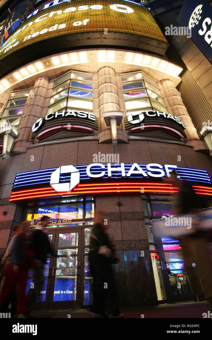 USA, United States of America, New York City: Times Square. Chase bank. Stock Photo