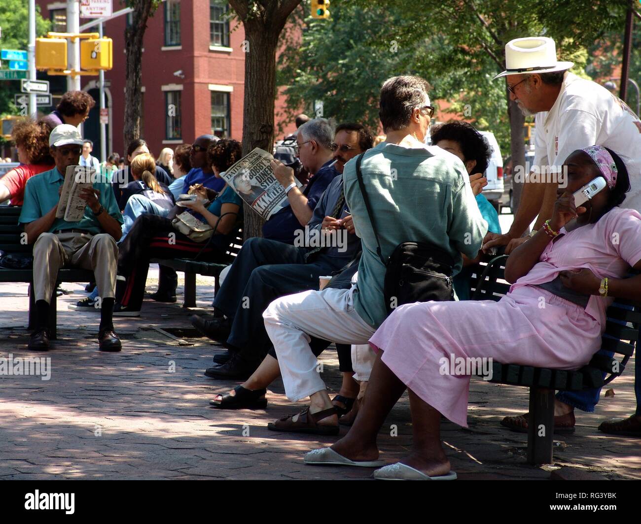 USA, United States of America, New York City: Greenwich Village, Bleecker Street. Father Demo Square. Stock Photo