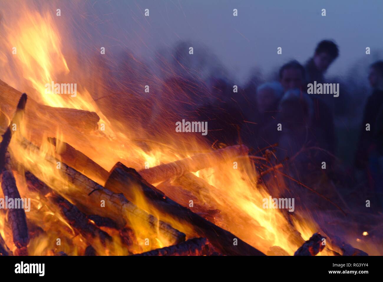 DEU, Germany, Darss: Easter fire in the village of Ahrenshoop. Stock Photo