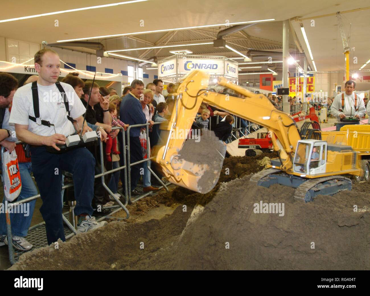 DEU, Germany: International model toy fair. remote controled building machine. Stock Photo