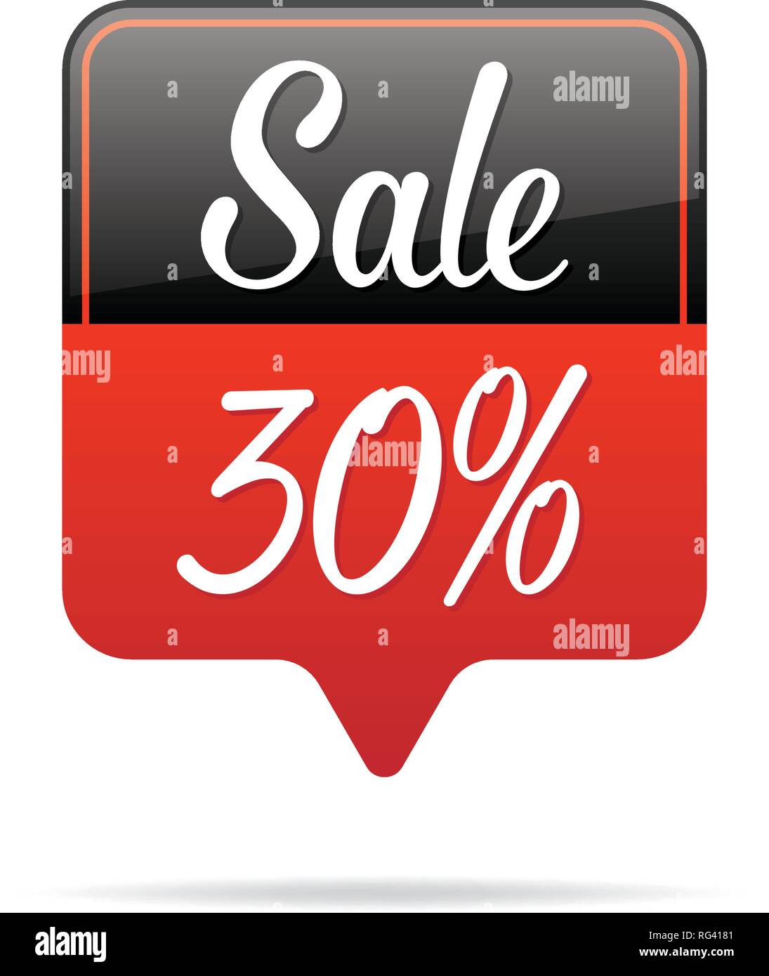 Vol.6 Sale sign set remind box black & red 30 percent heading design ...