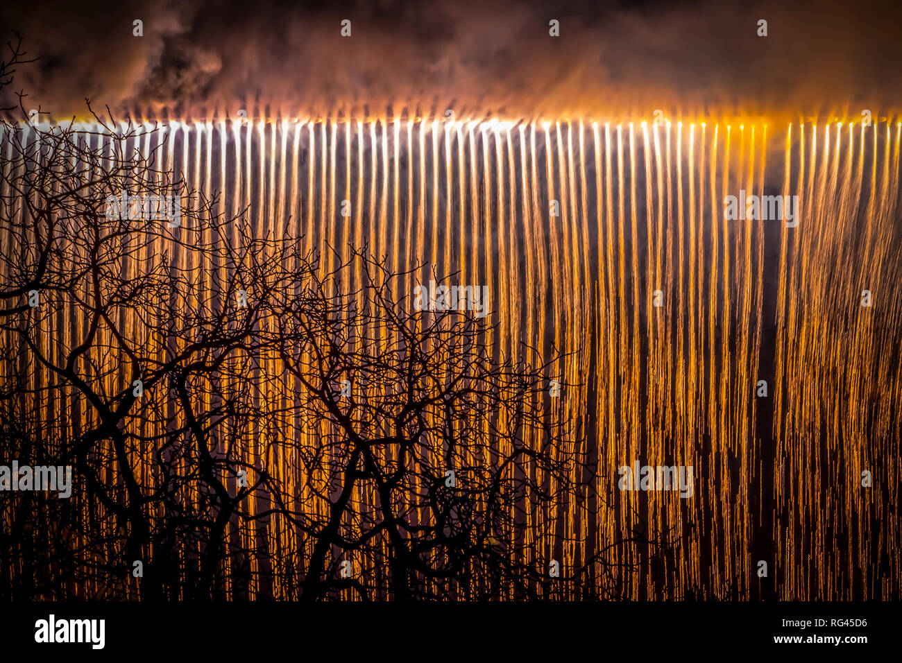 Cascade of fireworks on Clifton Suspension Bridge Stock Photo Alamy
