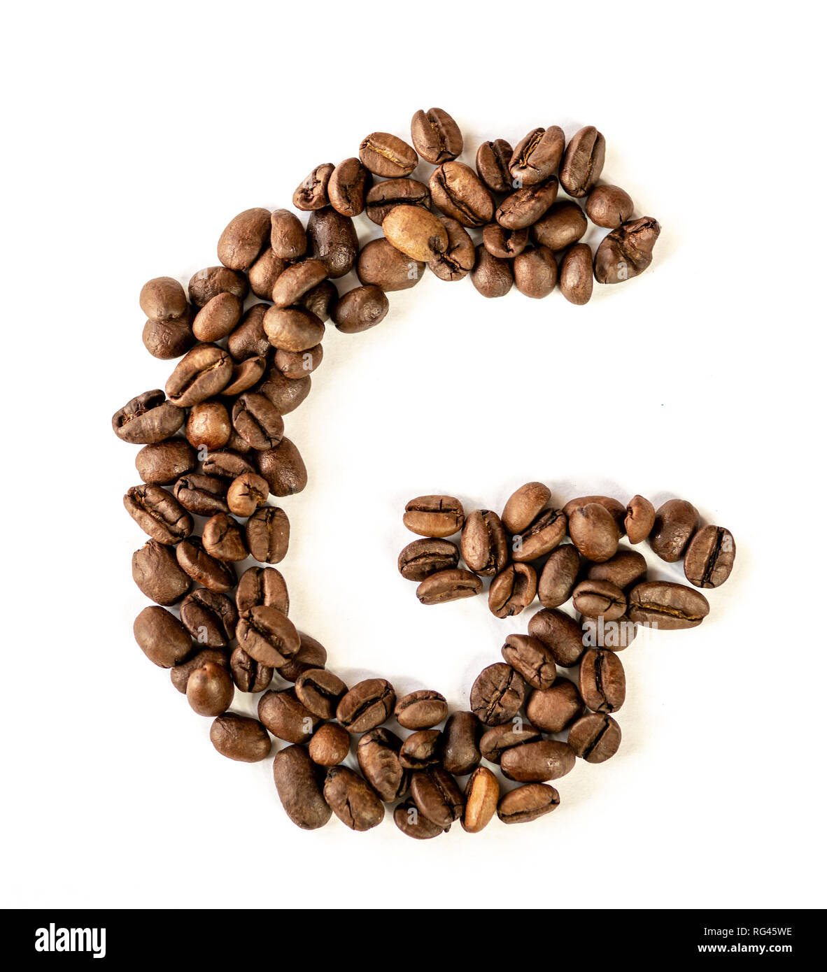 Letter made from coffee beans isolated on white background Stock Photo ...