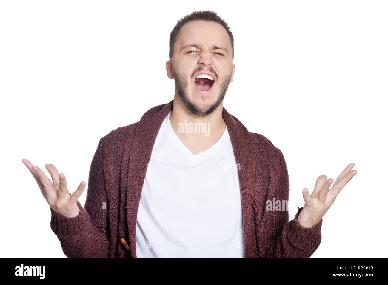 Portrait of young man isolated on white background Stock Photo - Alamy