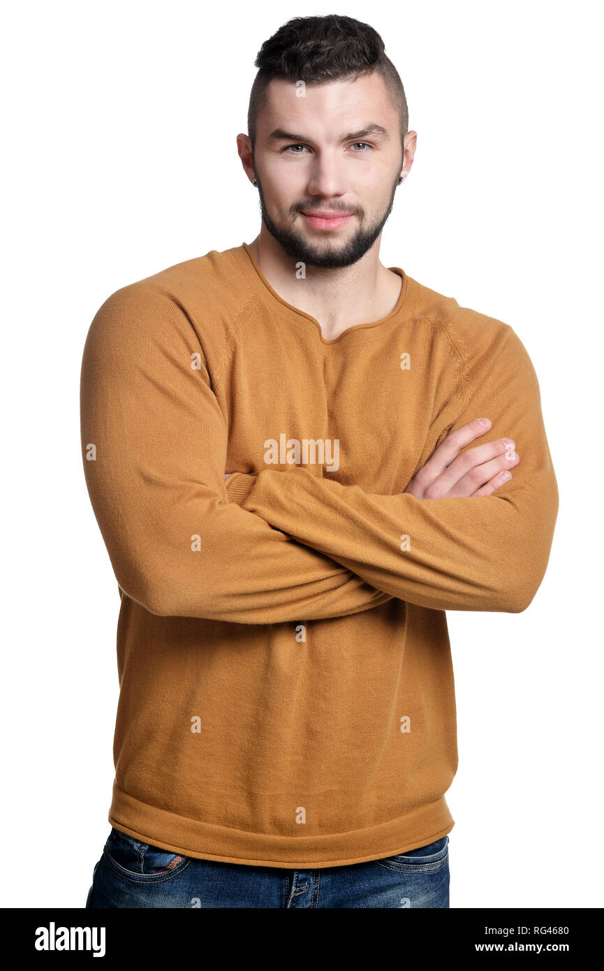 Portrait of handsome young man on white background Stock Photo - Alamy